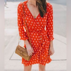 Sézane Elena Wrap Dress in Ecru Red, size 36